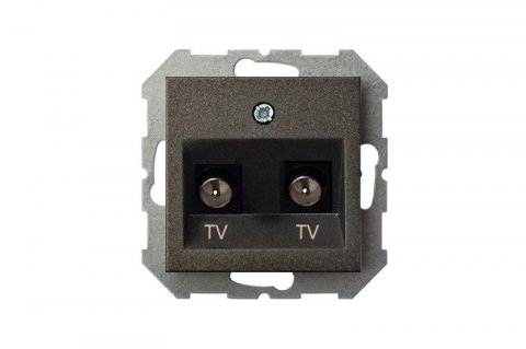 Розетка 2хTV оконечная Liregus Epsilon антрацит 28-1133