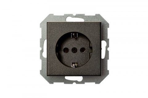 Розетка 2P+E Liregus Epsilon со шторками антрацит 28-1067