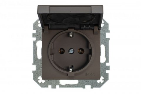 Розетка 2P+E Liregus Retro с крышкой коричневый омбре 29-023