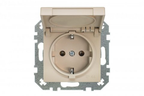 Розетка 2P+E Liregus Retro с крышкой кремовый омбре 29-123