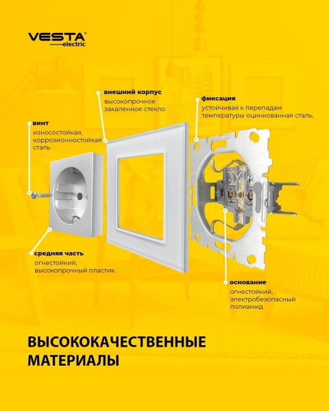 Розетка 2P+E Vesta-Electric Exclusive White белый FRZ00040004BEL