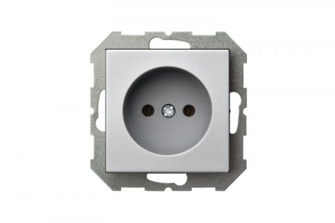 Розетка 2P Liregus Epsilon серебро 28-175