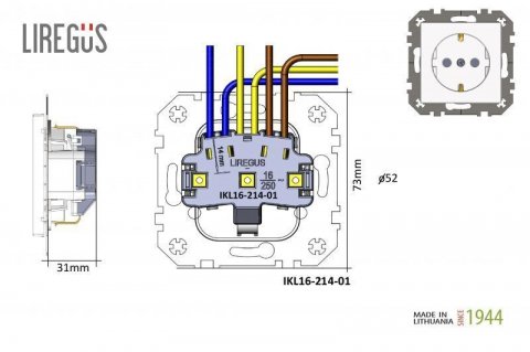 Розетка 2P Liregus Retro со шторками черный матовый 29-225