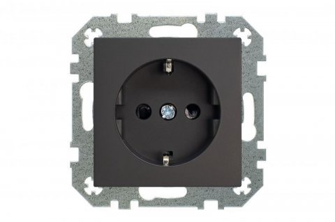 Розетка 2P Liregus Retro со шторками черный матовый 29-225