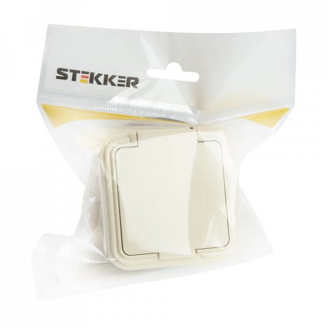 Розетка 2P+PE Stekker Брест с крышкой слоновая кость PST16-21-44 49058