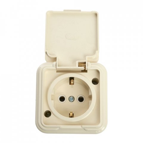 Розетка 2P+PE Stekker Брест с крышкой слоновая кость PST16-21-44 49058