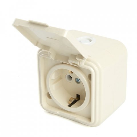 Розетка 2P+PE Stekker Брест с крышкой слоновая кость PST16-21-44 49058