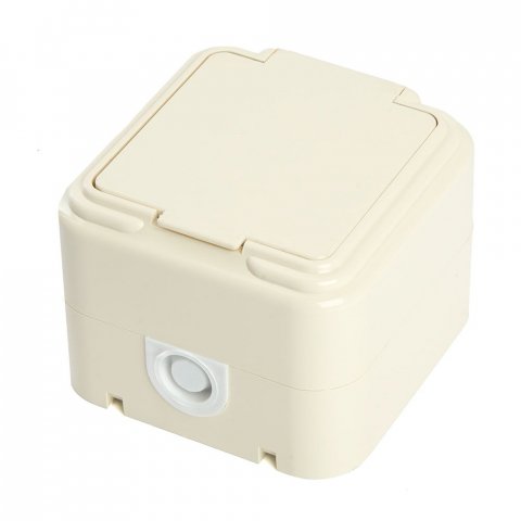 Розетка 2P+PE Stekker Брест с крышкой слоновая кость PST16-21-44 49058