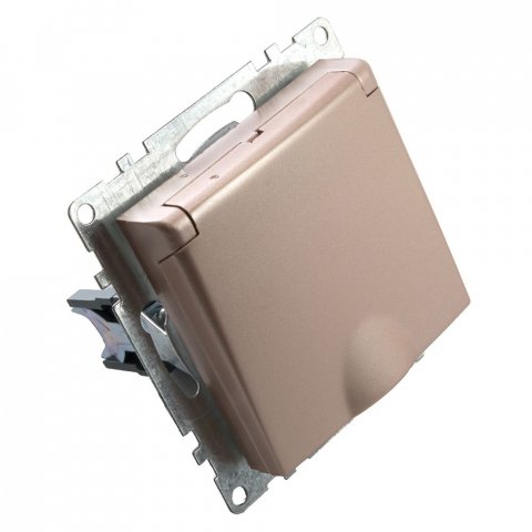 Розетка 2P+PE Stekker Катрин со шторками крышкой шампань GLS16-7112-02 39594