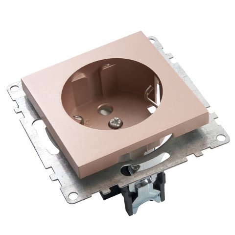 Розетка 2P+PE Stekker Катрин со шторками шампань GLS16-7110-02 39596