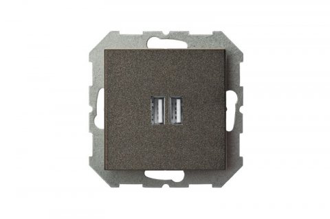 Розетка 2xUSB Liregus Epsilon антрацит 28-1136