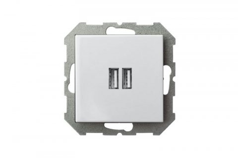 Розетка 2xUSB Liregus Epsilon белый 28-0352