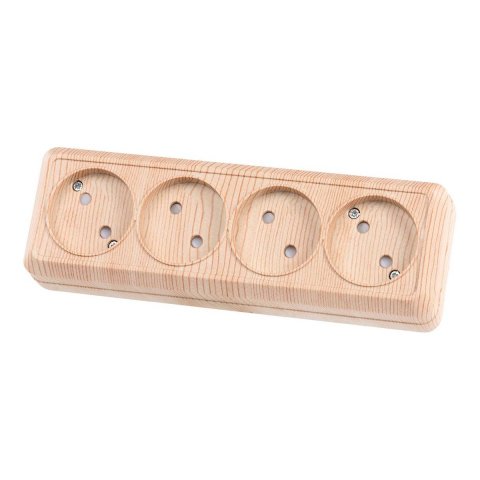 Розетка четырехместная 2P TDM Electric Ладога со шторками сосна SQ1801-0429