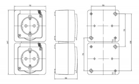 Розетка двойная 2P+PE IEK Germes Plus дымчатый ERMP22-K03-16-54-EC