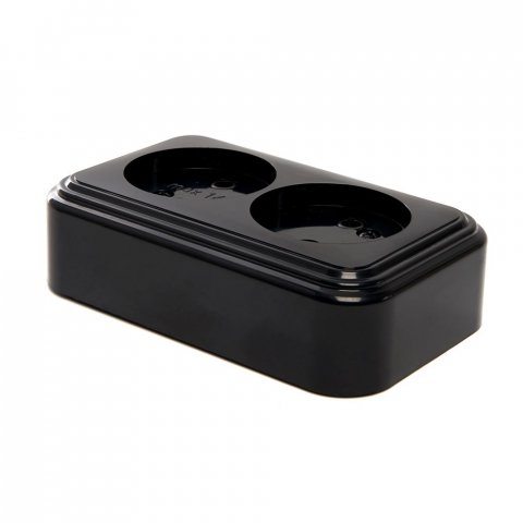 Розетка двойная 2P Stekker Брест черный PST16-30-20 39694