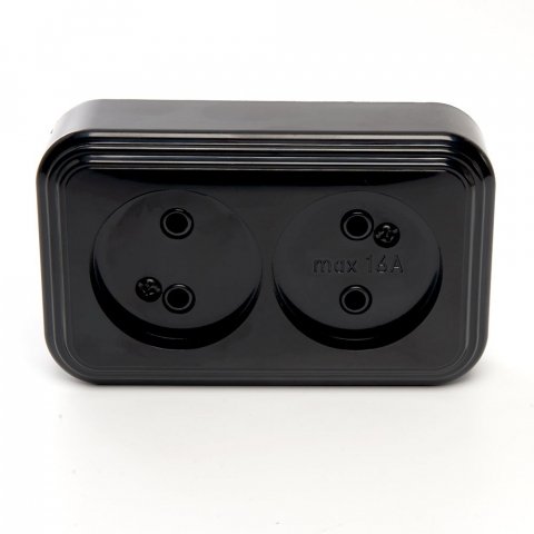 Розетка двойная 2P Stekker Брест черный PST16-30-20 39694