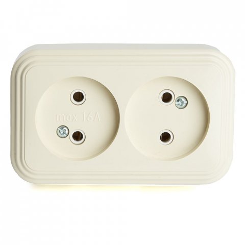 Розетка двойная 2P Stekker Брест слоновая кость PST16-30-20 49057