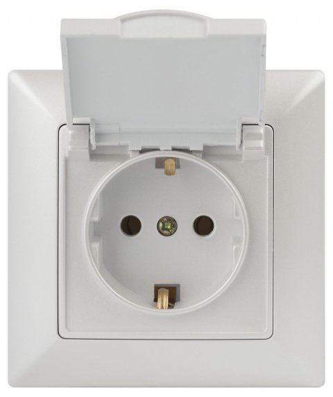 Розетка ЭРА Intro Solo Schuko 2P+E 16A 250V с крышкой перламутровый 4-203-06 Б0053662