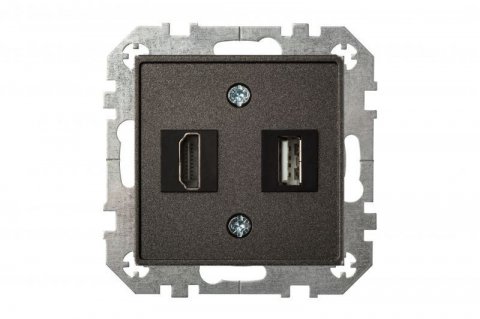 Розетка HDMI/USB Liregus Epsilon антрацит 28-1131