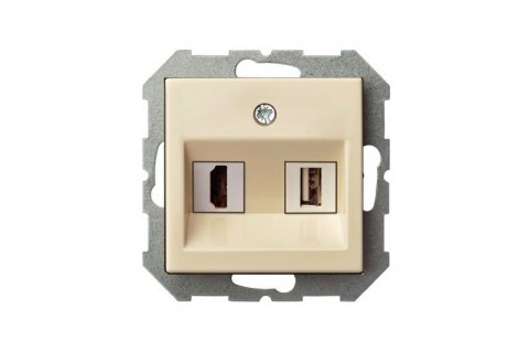 Розетка HDMI/USB Liregus Epsilon бежевый 28-085