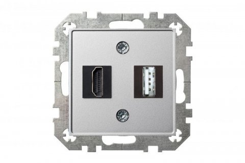 Розетка HDMI/USB Liregus Epsilon серебро 28-1856