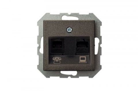 Розетка RJ45/RJ11 Liregus Epsilon антрацит 28-115