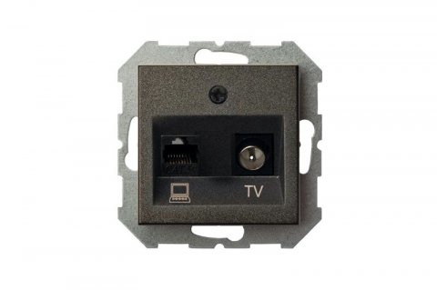 Розетка RJ45/TV Liregus Epsilon антрацит 28-113