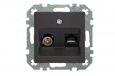 Розетка RJ45/TV Liregus Epsilon черный матовый 29-234