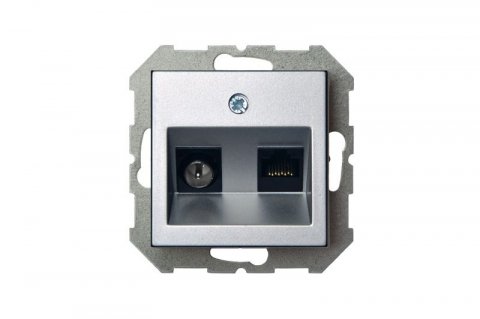Розетка RJ45/TV Liregus Epsilon серебро 28-183