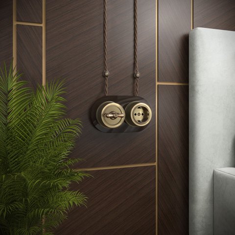 Розетка с заземлением Werkel Ретро бронзовый W5771012 4690389166549