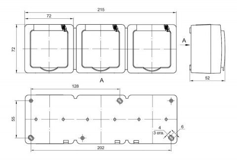 Розетка тройная 2P+PE IEK Germes Plus с крышкой дымчатый ERMP32-K03-16-54-EC