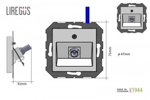 Розетка TV проходная Liregus Retro черный матовый 29-232
