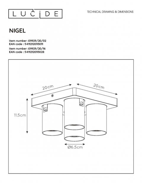 Спот Lucide Nigel 09929/20/16