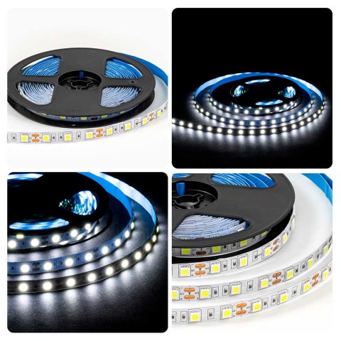 Светодиодная лента OGM 14,4W/m 60LED/m 5050SMD холодный белый 5M LSE-270
