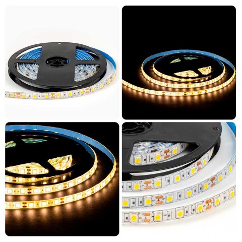 Светодиодная лента OGM 14,4W/m 60LED/m 5050SMD теплый белый 5M LSE-273
