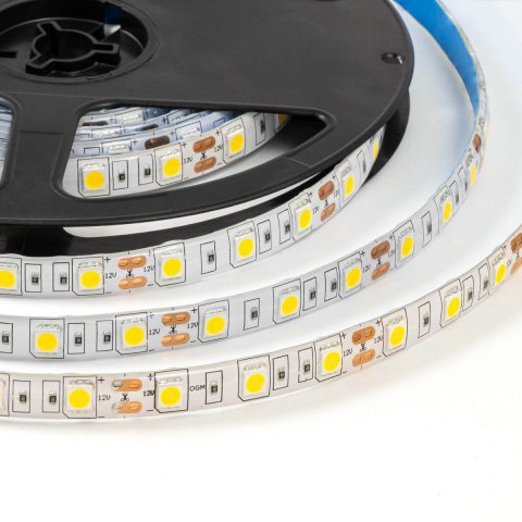 Светодиодная лента OGM 14,4W/m 60LED/m 5050SMD теплый белый 5M LSE-273