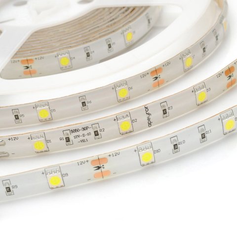 Светодиодная влагозащищенная лента Apeyron 7,2W/m 30LED/m 5050SMD холодный белый 5M 10-01