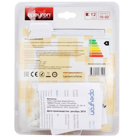 Светодиодная влагозащищенная лента Apeyron 7,2W/m 30LED/m 5050SMD теплый белый 5M 10-02