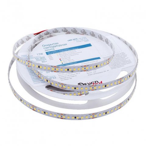 Светодиодная влагозащищенная лента DesignLed 17W/m 168LED/m 2835SMD холодный белый 5M 004201