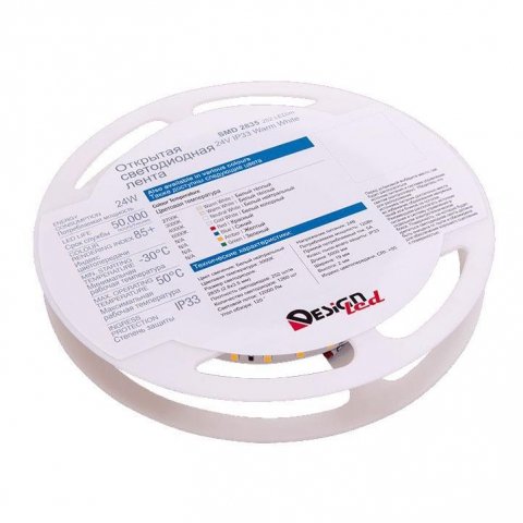 Светодиодная влагозащищенная лента DesignLed 24W/m 252LED/m 2835SMD теплый белый 5M 001493