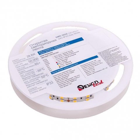 Светодиодная влагозащищенная лента DesignLed 28,8W/m 120LED/m 5050SMD нейтральный белый 5M 001133