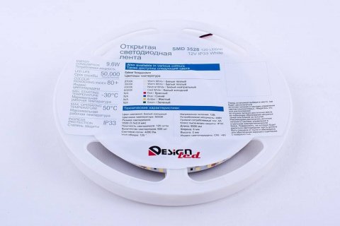 Светодиодная влагозащищенная лента DesignLed 9,6W/m 120LED/m 3528SMD холодный белый 5M 000525