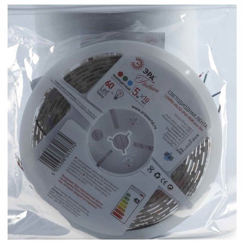 Светодиодная влагозащищенная лента ЭРА 14,4W/m 60LED/m 5050SMD RGB 5M LS5050-14,4-60-12-RGB-IP65-1 Б0002347