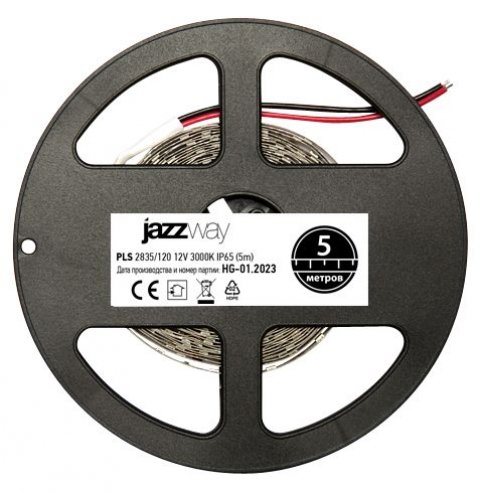 Светодиодная влагозащищенная лента Jazzway 12W/m 120Led/m 2835SMD теплый белый 5M 2859112