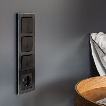 Выключатель Werkel двухклавишный проходной черный матовый W1122008 4690389156724