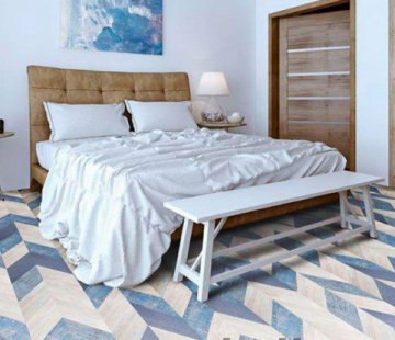 Клеевое напольное пробковое покрытие Corkstyle Chevron Blue