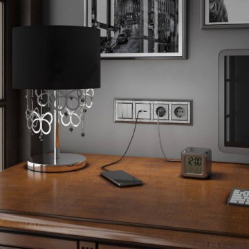 Розетка с заземлением, безвинтовой зажим Werkel серебряный W1171306 4690389156441