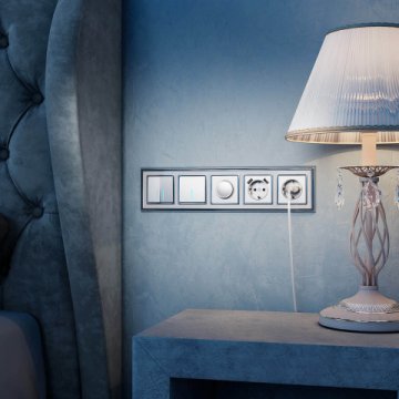 Выключатель Werkel двухклавишный проходной с подсветкой серебряный W1122106 4690389155970