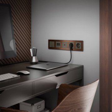 Выключатель двухклавишный проходной Werkel серо-коричневый W1122007 4690389161247