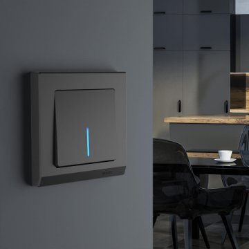 Выключатель одноклавишный с подсветкой Werkel черный матовый W1110108 4690389156656